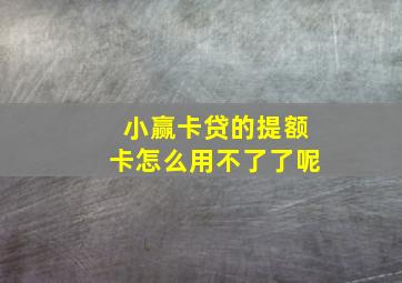 小赢卡贷的提额卡怎么用不了了呢