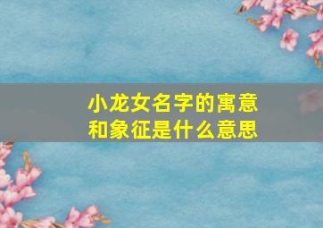 小龙女名字的寓意和象征是什么意思