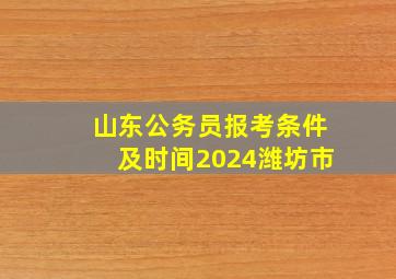 山东公务员报考条件及时间2024潍坊市