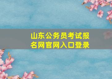 山东公务员考试报名网官网入口登录