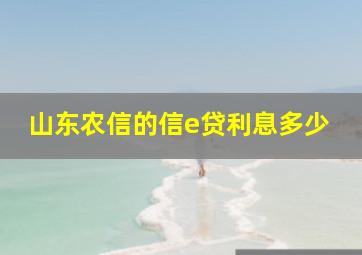 山东农信的信e贷利息多少