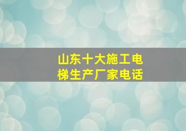 山东十大施工电梯生产厂家电话