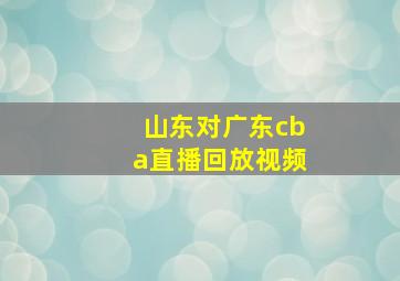 山东对广东cba直播回放视频