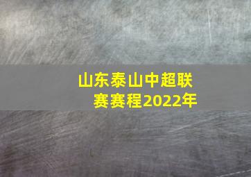 山东泰山中超联赛赛程2022年