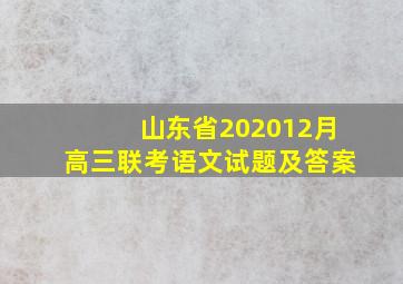 山东省202012月高三联考语文试题及答案