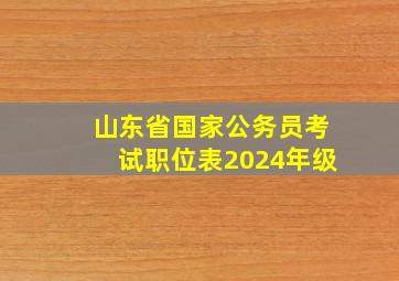 山东省国家公务员考试职位表2024年级