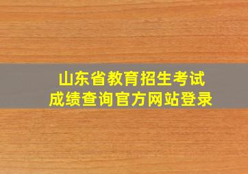 山东省教育招生考试成绩查询官方网站登录