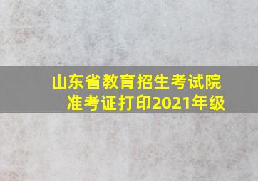 山东省教育招生考试院准考证打印2021年级