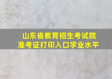 山东省教育招生考试院准考证打印入口学业水平