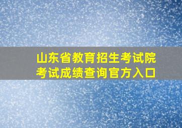 山东省教育招生考试院考试成绩查询官方入口