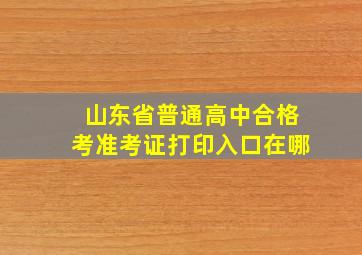 山东省普通高中合格考准考证打印入口在哪