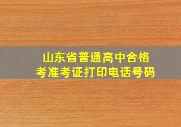 山东省普通高中合格考准考证打印电话号码