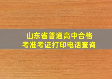 山东省普通高中合格考准考证打印电话查询