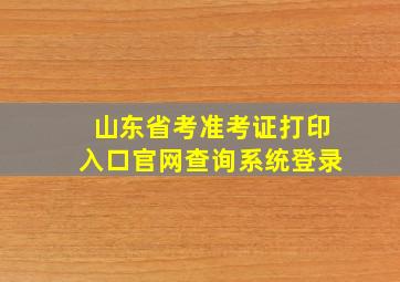 山东省考准考证打印入口官网查询系统登录