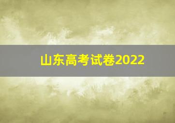 山东高考试卷2022