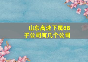 山东高速下属68子公司有几个公司