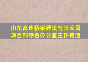 山东高速桥梁建设有限公司项目部综合办公室主任待遇