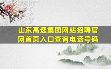 山东高速集团网站招聘官网首页入口查询电话号码