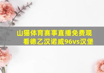 山猫体育赛事直播免费观看德乙汉诺威96vs汉堡