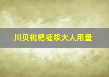 川贝枇杷糖浆大人用量