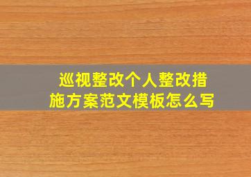 巡视整改个人整改措施方案范文模板怎么写