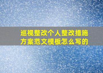 巡视整改个人整改措施方案范文模板怎么写的