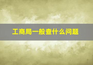 工商局一般查什么问题