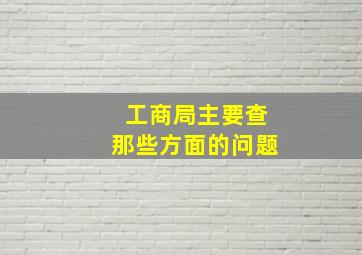 工商局主要查那些方面的问题