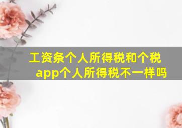 工资条个人所得税和个税app个人所得税不一样吗