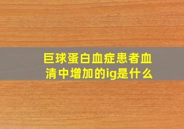 巨球蛋白血症患者血清中增加的ig是什么