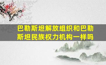 巴勒斯坦解放组织和巴勒斯坦民族权力机构一样吗