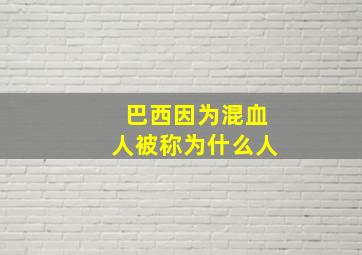 巴西因为混血人被称为什么人