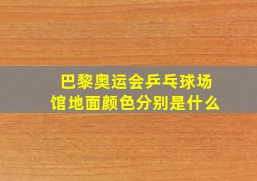 巴黎奥运会乒乓球场馆地面颜色分别是什么