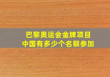 巴黎奥运会金牌项目中国有多少个名额参加