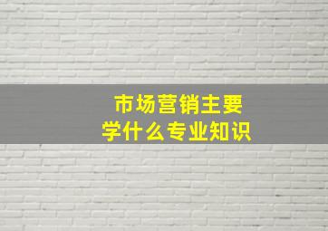 市场营销主要学什么专业知识