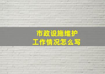 市政设施维护工作情况怎么写