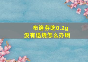 布洛芬吃0.2g没有退烧怎么办啊