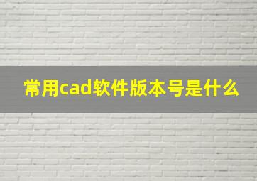 常用cad软件版本号是什么