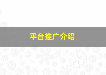 平台推广介绍