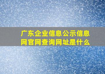 广东企业信息公示信息网官网查询网址是什么