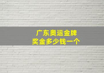 广东奥运金牌奖金多少钱一个