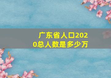 广东省人口2020总人数是多少万