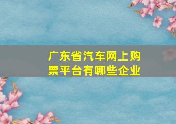 广东省汽车网上购票平台有哪些企业