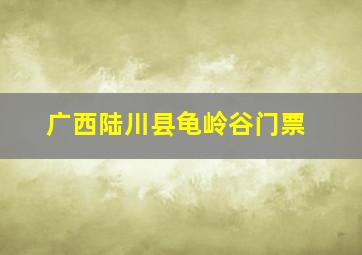 广西陆川县龟岭谷门票