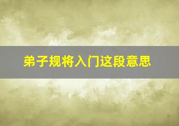 弟子规将入门这段意思