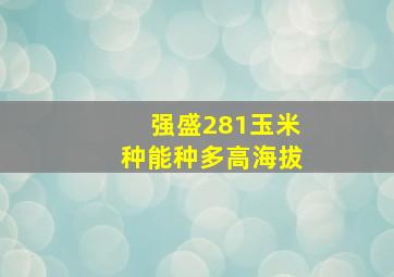 强盛281玉米种能种多高海拔