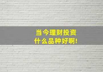 当今理财投资什么品种好啊!