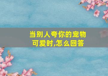 当别人夸你的宠物可爱时,怎么回答