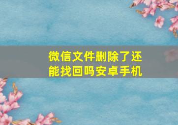 微信文件删除了还能找回吗安卓手机