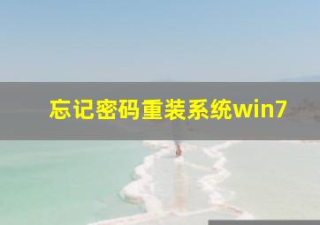 忘记密码重装系统win7